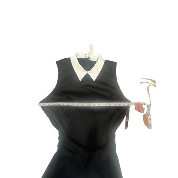 NY & Co Sleeveless/Collard /Belted/Wide Leg jumpsuit Black/White Sz L NWT - Picture 5 of 7